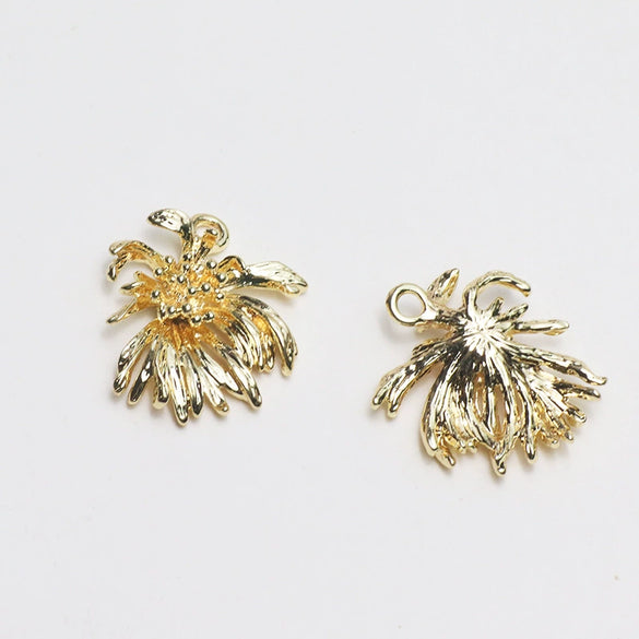Minimalist Handmade Jewelry Hollow Geometric Flower Pendant Earrings Electroplated