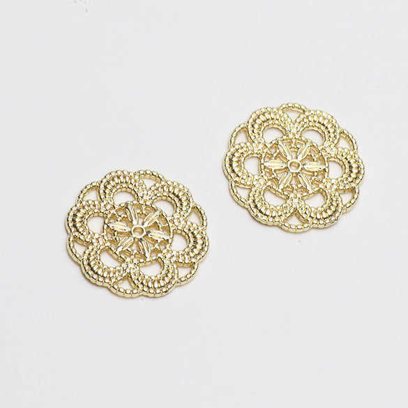 Minimalist Handmade Jewelry Hollow Geometric Flower Pendant Earrings Electroplated