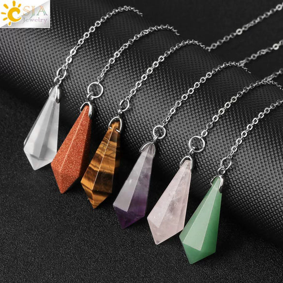Minimalist Hexagonal Natural Crystal Pendant Semi Precious Stone Electroplated Jewelry Decoration Ornament