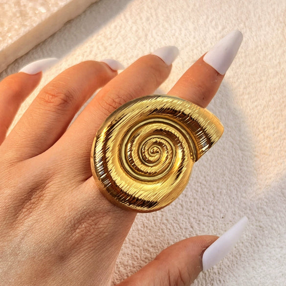 Minimalist Hiphop Conch Thread Ring And Elegant Bracelet In Stainless Steel With Heart Shape And Electroplating Treatment