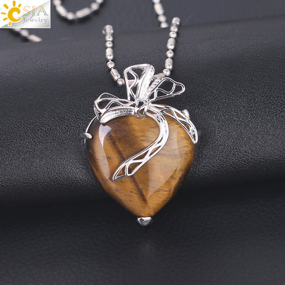Minimalist Hollow Bow Natural Stone And Alloy Accessories Electroplated Valentine's Day Pendant Necklace