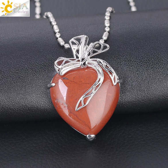 Minimalist Hollow Bow Natural Stone And Alloy Accessories Electroplated Valentine's Day Pendant Necklace