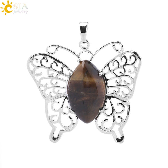 Minimalist Hollow Butterfly Pendant Necklace Charm With Natural Crystal Stone And Electroplated Alloy Copper Buckle Animal Jewelry