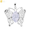 Minimalist Hollow Butterfly Pendant Necklace Charm With Natural Crystal Stone And Electroplated Alloy Copper Buckle Animal Jewelry