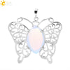 Minimalist Hollow Butterfly Pendant Necklace Charm With Natural Crystal Stone And Electroplated Alloy Copper Buckle Animal Jewelry