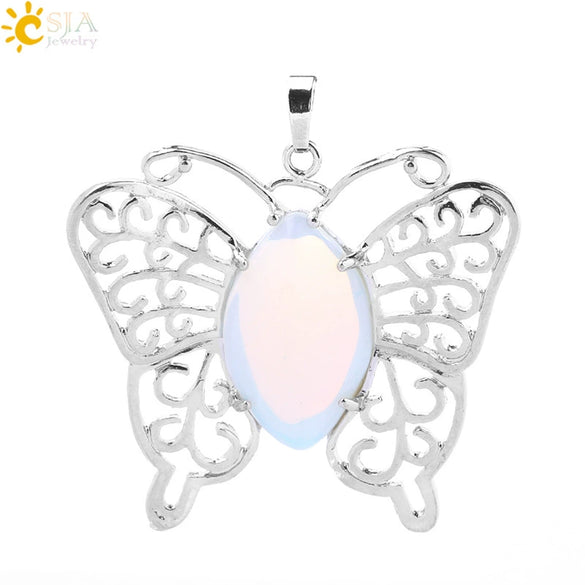 Minimalist Hollow Butterfly Pendant Necklace Charm With Natural Crystal Stone And Electroplated Alloy Copper Buckle Animal Jewelry