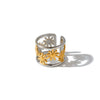 Minimalist Hollow Flower Geometric Stainless Steel Open Ring For Women With Gold Electroplated Finish