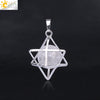 Minimalist Hollow Metal Cage Merkaba Pendant Necklace With Natural Stone Bead Chain Electroplated Crystal Fluorite And Agate Jewelry