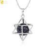 Minimalist Hollow Metal Cage Merkaba Pendant Necklace With Natural Stone Bead Chain Electroplated Crystal Fluorite And Agate Jewelry