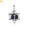 Minimalist Hollow Metal Cage Merkaba Pendant Necklace With Natural Stone Bead Chain Electroplated Crystal Fluorite And Agate Jewelry