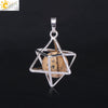 Minimalist Hollow Metal Cage Merkaba Pendant Necklace With Natural Stone Bead Chain Electroplated Crystal Fluorite And Agate Jewelry