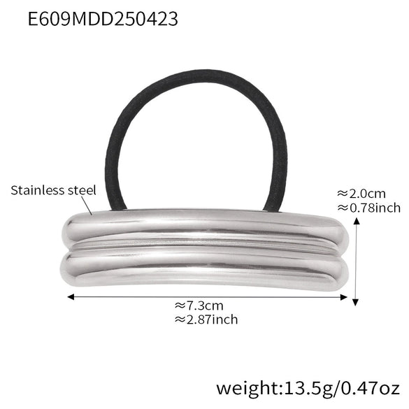 Minimalist Ins Style Stainless Steel Half Round Hair Accessory Hair Rope Hair Tie Ponytail Elastic Band