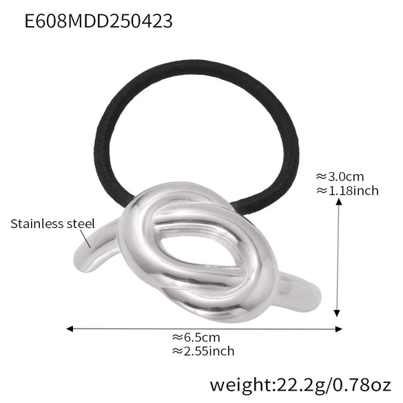 Minimalist Ins Style Stainless Steel Half Round Hair Accessory Hair Rope Hair Tie Ponytail Elastic Band