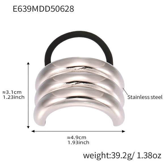 Minimalist Ins Style Stainless Steel Half Round Hair Accessory Hair Rope Hair Tie Ponytail Elastic Band