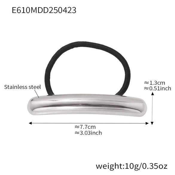 Minimalist Ins Style Stainless Steel Half Round Hair Accessory Hair Rope Hair Tie Ponytail Elastic Band