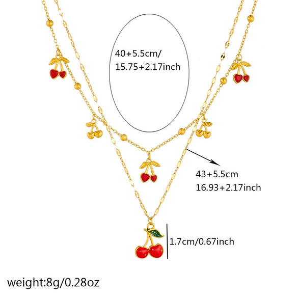 Minimalist Insstyle Stainless Steel Goldplated Fruit Pendant Accessories Set With Oildrip Diamondstudded And Electroplating For Women