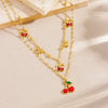 Minimalist Insstyle Stainless Steel Goldplated Fruit Pendant Accessories Set With Oildrip Diamondstudded And Electroplating For Women