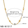 Minimalist 18K Gold Plated Stainless Steel Oval Bead Necklace And Bracelet Set For Women With Geometric Design