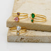 Minimalist Layered Heartshaped Zircon Ring With Multicolor Electroplated Stainless Steel Thin Open Band
