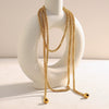 Minimalist Light Luxury Jewelry Stainless Steel 18K Gold Plated Geometric Square Pearl Chain