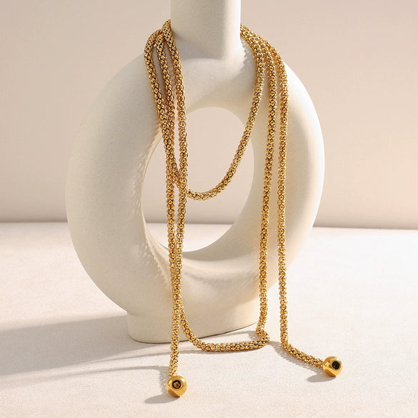 Minimalist Light Luxury Jewelry Stainless Steel 18K Gold Plated Geometric Square Pearl Chain
