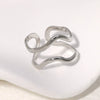 Minimalist Line Asymmetric Open Geometric Stainless Steel Ring With Electroplating For Women