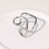 Minimalist Line Asymmetric Open Geometric Stainless Steel Ring With Electroplating For Women
