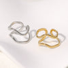 Minimalist Line Asymmetric Open Geometric Stainless Steel Ring With Electroplating For Women