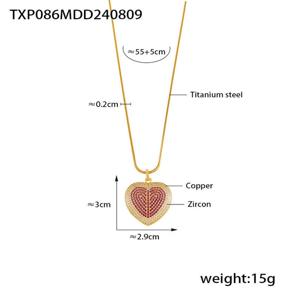 Minimalist Love Pendant Titanium Steel And Copper Necklace With 18K Gold Plated Electroplating