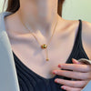 Minimalist Metal Ball Long Woolen Snake Bone Chain Titanium Steel Women's Necklace With Electroplating