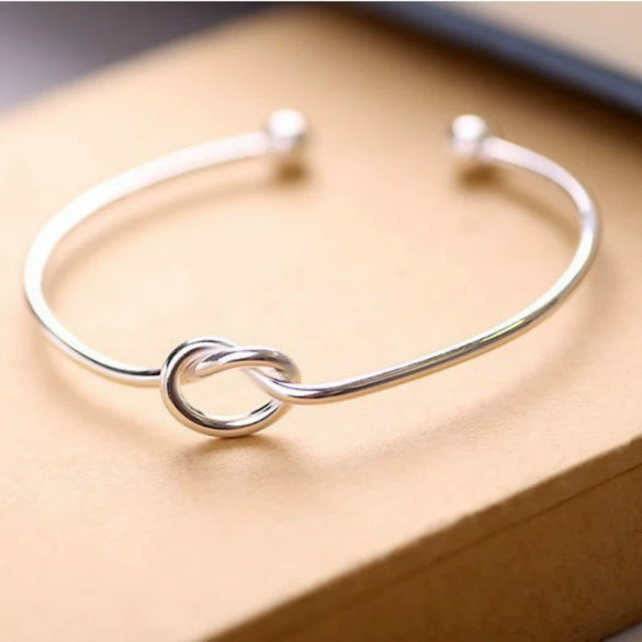 Minimalist Metal Open Knot Bracelet Simple Line Design Electroplated Fashion Bangle
