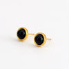 Minimalist Mini Stainless Steel 18K Gold Plated Red Agate Geometric Round Egg Face Inlaid Earrings