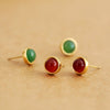 Minimalist Mini Stainless Steel 18K Gold Plated Red Agate Geometric Round Egg Face Inlaid Earrings