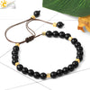 Minimalist Natural Amethyst Crystal Beaded Bracelet Gold Plated Adjustable Unisex Small Jewelry