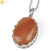 Minimalist Natural Amethyst Crystal Oval Pendant Necklace With Ball Chain Simple Unisex Jewelry