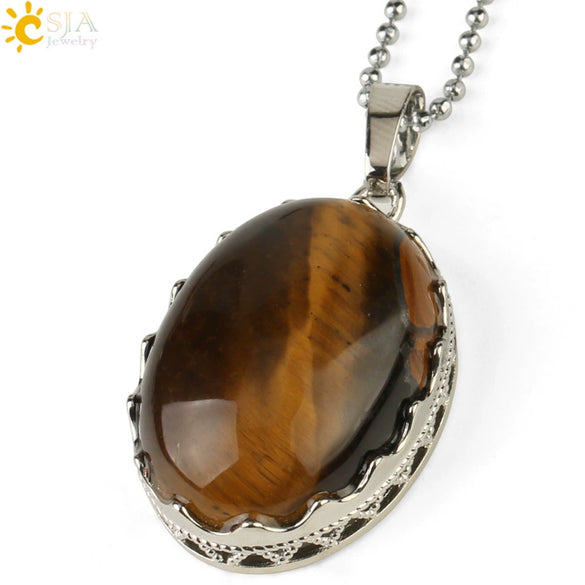 Minimalist Natural Amethyst Crystal Oval Pendant Necklace With Ball Chain Simple Unisex Jewelry