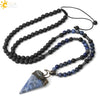 Minimalist Natural Crystal And Volcanic Rock Rhombus Pendant Ball Chain Necklace Adjustable Necklace For Women And Unisex Wear