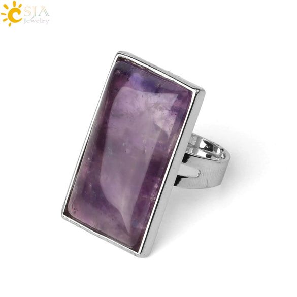 Minimalist Natural Crystal Geometric Open Adjustable Ring For Women And Men Light Luxury Fashion Jewelry