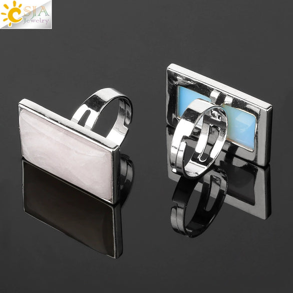 Minimalist Natural Crystal Geometric Open Adjustable Ring For Women And Men Light Luxury Fashion Jewelry