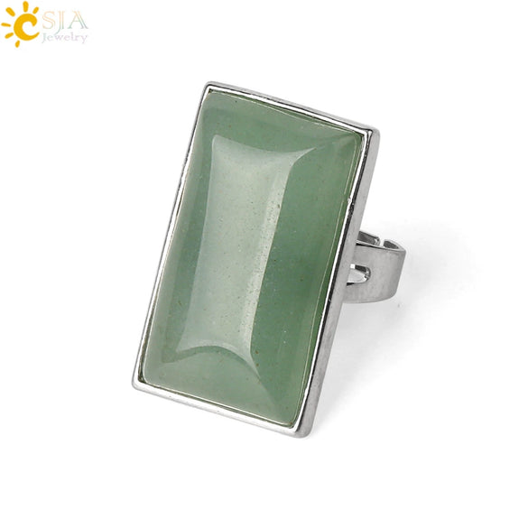 Minimalist Natural Crystal Geometric Open Adjustable Ring For Women And Men Light Luxury Fashion Jewelry
