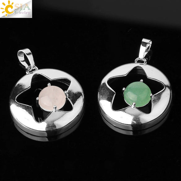 Minimalist Natural Crystal Hollow Star Pendant Necklace With Ball Chain Amethyst Stone Jewelry For Women
