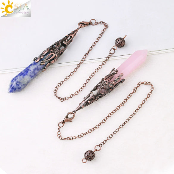 Minimalist Natural Crystal Key Pendant With Bronze Tone Copper Plated Trim Semi Precious Stone Electroplated Jewelry Decoration