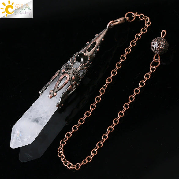Minimalist Natural Crystal Key Pendant With Bronze Tone Copper Plated Trim Semi Precious Stone Electroplated Jewelry Decoration