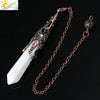 Minimalist Natural Crystal Key Pendant With Bronze Tone Copper Plated Trim Semi Precious Stone Electroplated Jewelry Decoration