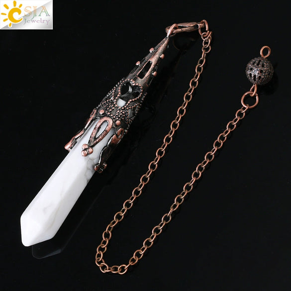 Minimalist Natural Crystal Key Pendant With Bronze Tone Copper Plated Trim Semi Precious Stone Electroplated Jewelry Decoration