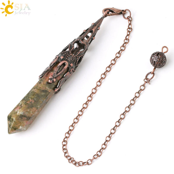 Minimalist Natural Crystal Key Pendant With Bronze Tone Copper Plated Trim Semi Precious Stone Electroplated Jewelry Decoration
