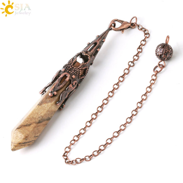 Minimalist Natural Crystal Key Pendant With Bronze Tone Copper Plated Trim Semi Precious Stone Electroplated Jewelry Decoration