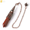 Minimalist Natural Crystal Key Pendant With Bronze Tone Copper Plated Trim Semi Precious Stone Electroplated Jewelry Decoration
