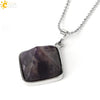 Minimalist Natural Crystal Rhombus Pendant Necklace With Ball Chain For Women Simple Pyramid Style Necklace