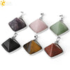 Minimalist Natural Crystal Rhombus Pendant Necklace With Ball Chain For Women Simple Pyramid Style Necklace